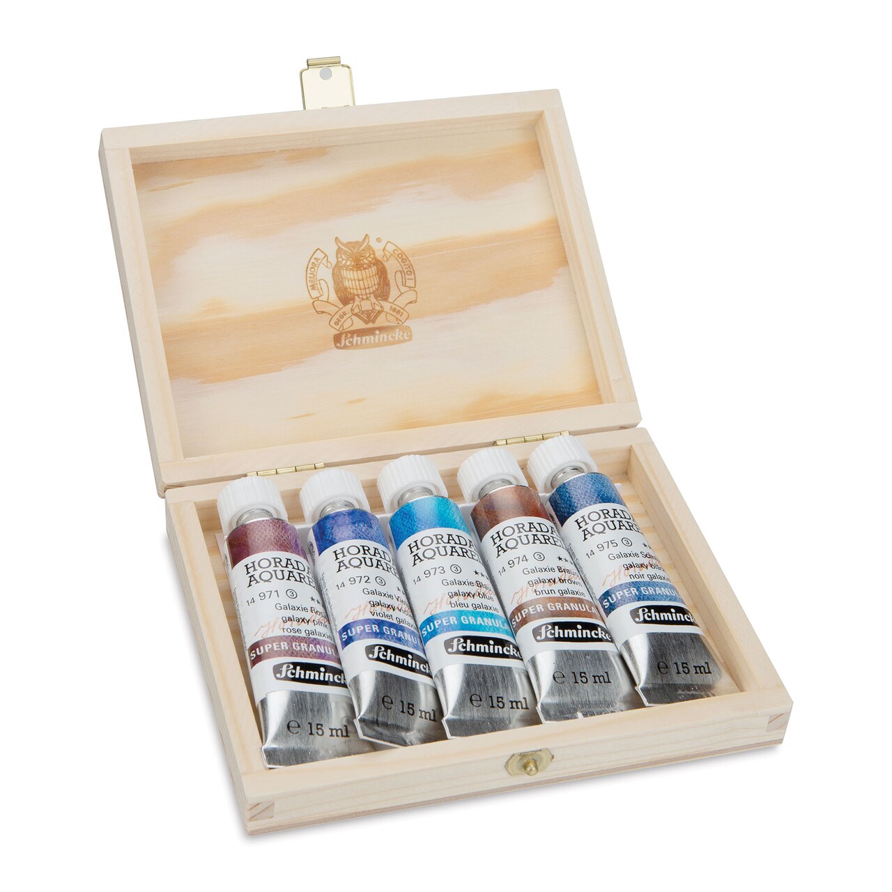 Schmincke Horadam Aquarell Artist Watercolor - Set of 5, Galaxy, Supergranulation, Wood Box, 15 ml, Tubes
